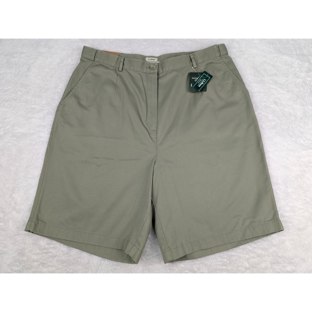 LL Bean Original Fit Shorts 18 x9 Green 100% Cotton‎ High Rise #274910 NWT